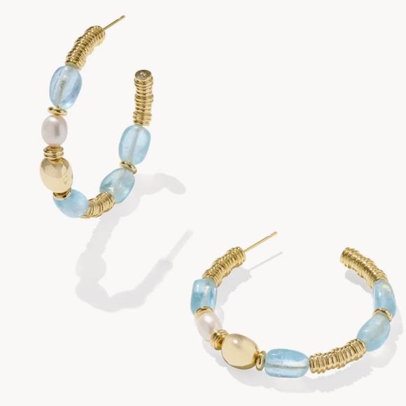 Kendra Scott Jewelry - Kendra Scott Melody Gold Beaded Hoop Earrings in Freshwater